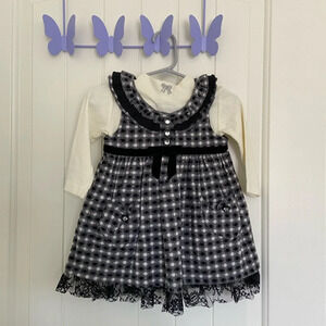 NWT | Blueberi Boulevard baby girl’s turtleneck long sleeve lace frill dress 12m